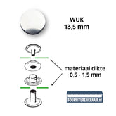 Drukknopen set | 13,5 mm | Wuk Anorak | zilver | 10 stuks Drukknopen KIN - 13 - WUK - ZILVER 8590265004773